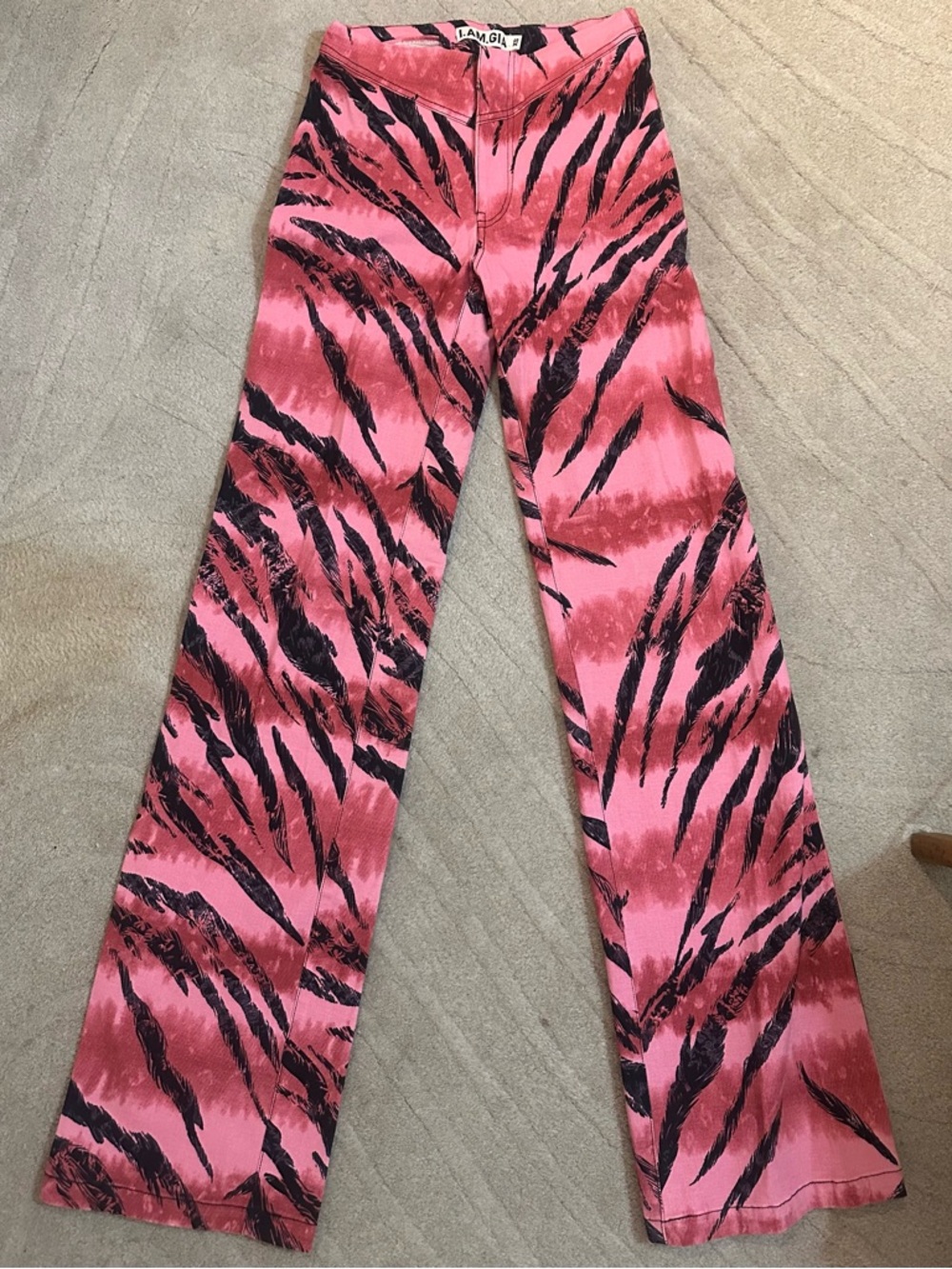 I.AM.GIA Hot Pink Tiger-Print Flared Pants